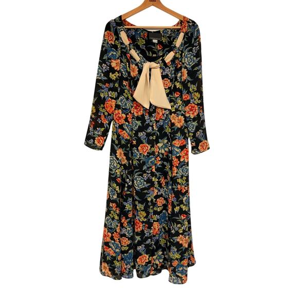 Cynthia Rowley Dresses & Skirts - VTG Cynthia Rowley GORGEOUS Floral Long Sleeve Dress w/ Tie Bodice SZ 8 EUC